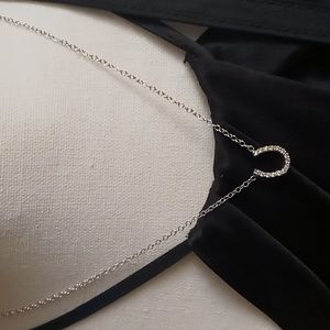 14K White Gold Diamond Horseshoe Necklace